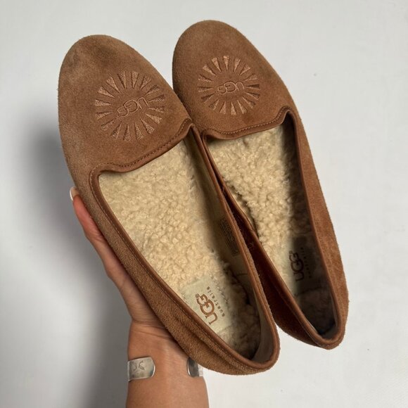 UGG Alloway Chestnut Brown Suede Shearling Ballet Flats – EU 39 / US 8 - Picture 1 of 8